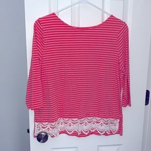 Pink/coral 3/4 length sleeve top